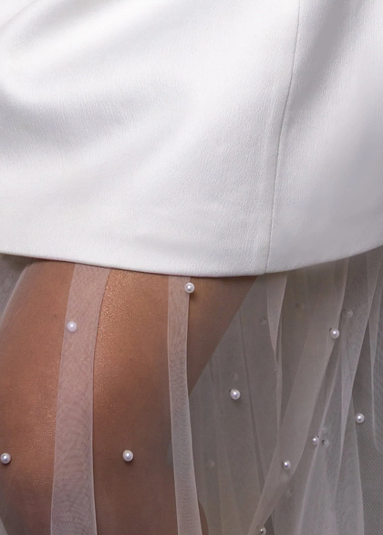 Angelic Bliss Mini Dress With Detachable Pearl Skirt - White - Image 6