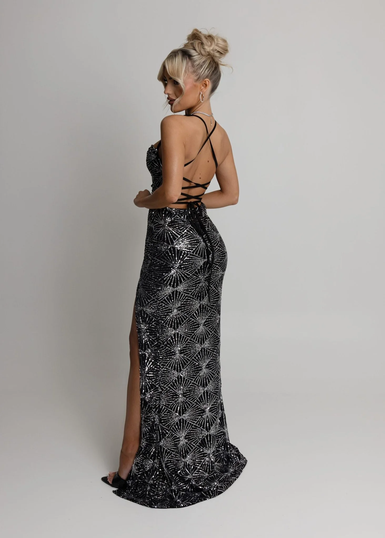 Counting Stars Sequin Gown - Black - Image 3
