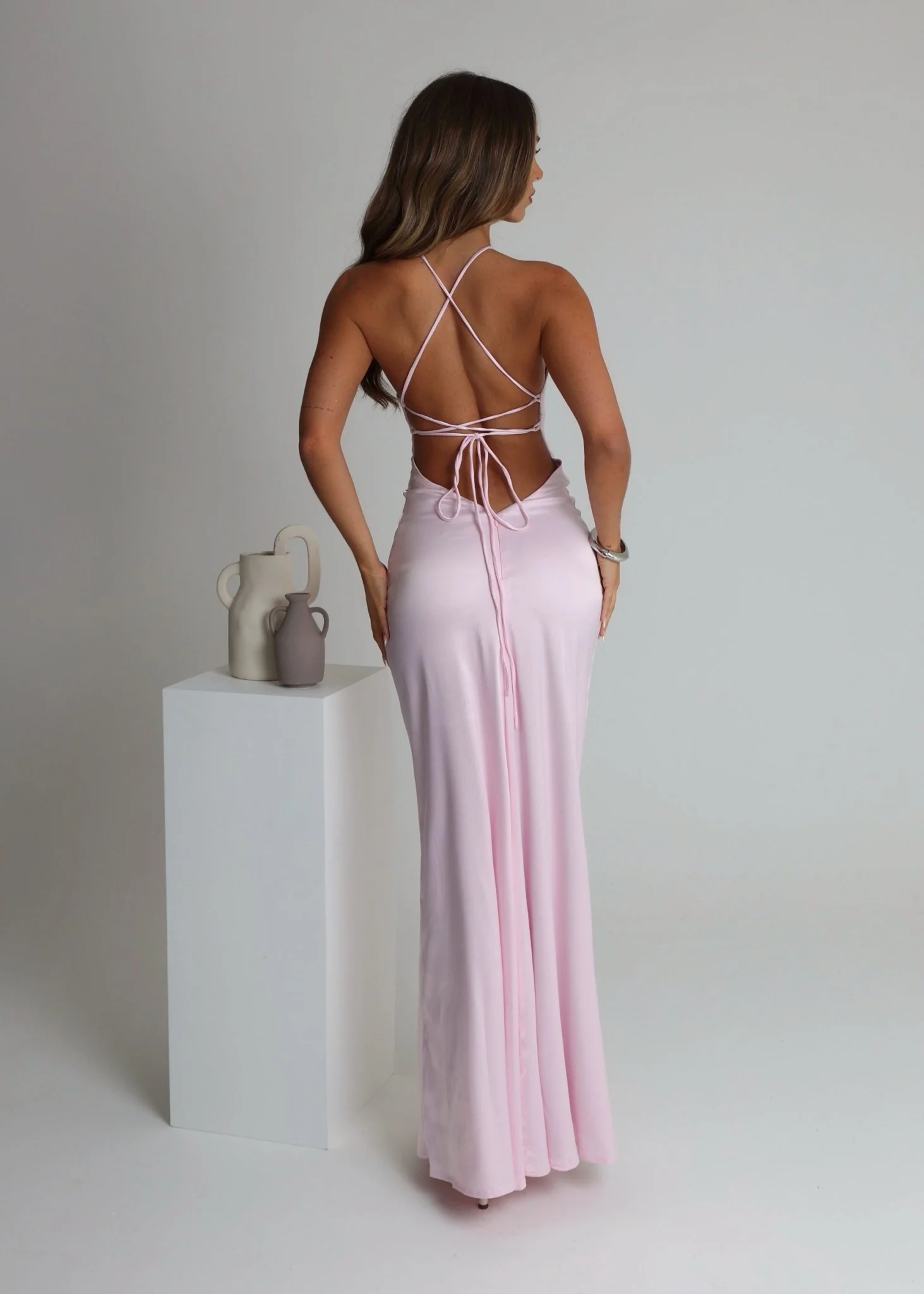 Eternal Shine Satin Maxi Dress - Baby Pink - Image 2