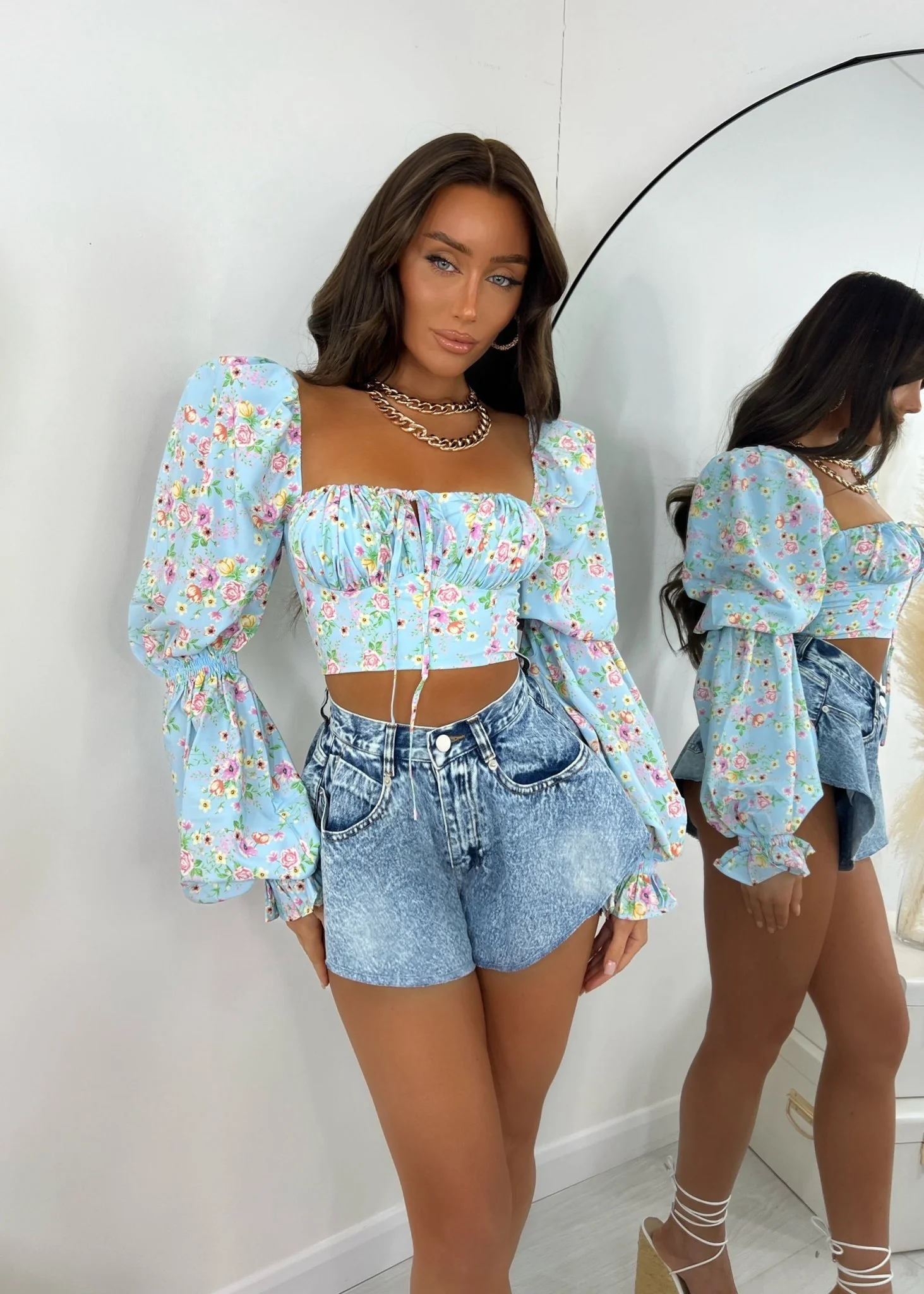 Frill Got It Denim Shorts - Image 4