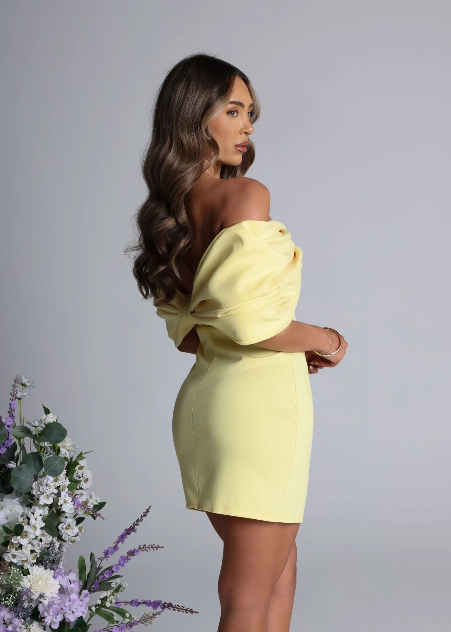 Girl Talk Bow Bandeau Mini Dress - Yellow - Image 2