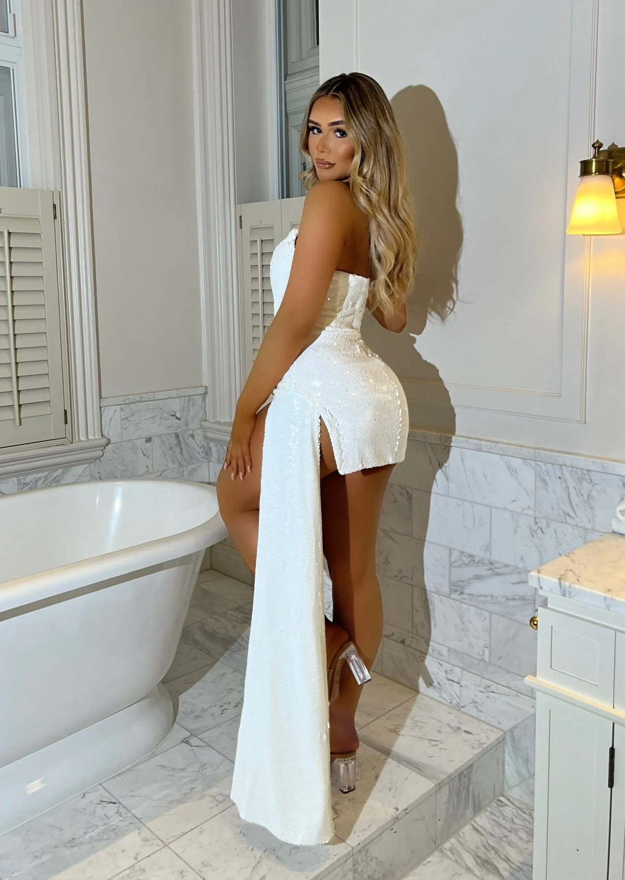 Kiss and Tell Sparkle Mini Dress - White - Image 4
