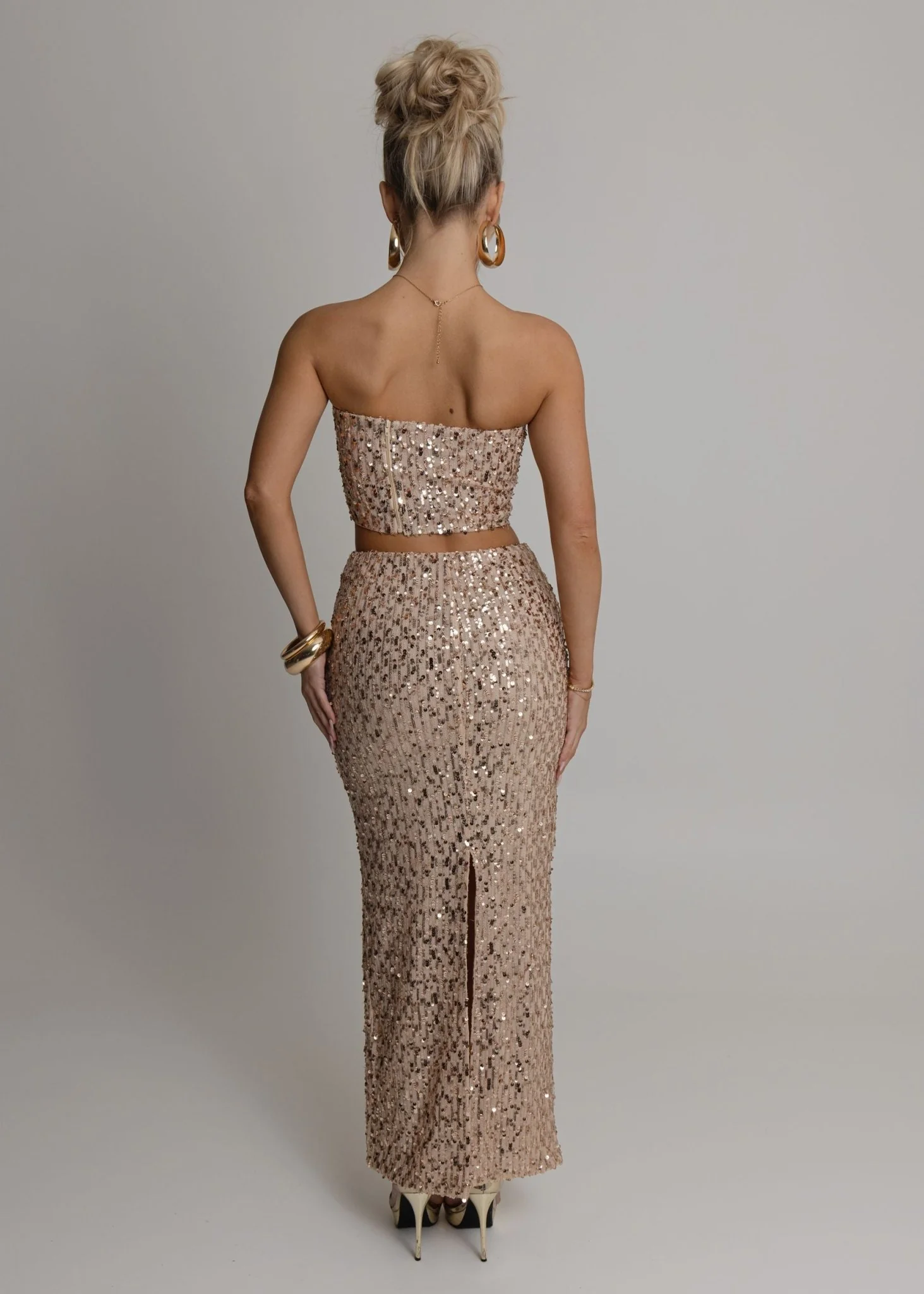 Lost Thoughts Sequin Two Piece - Rose Gold - Image 4