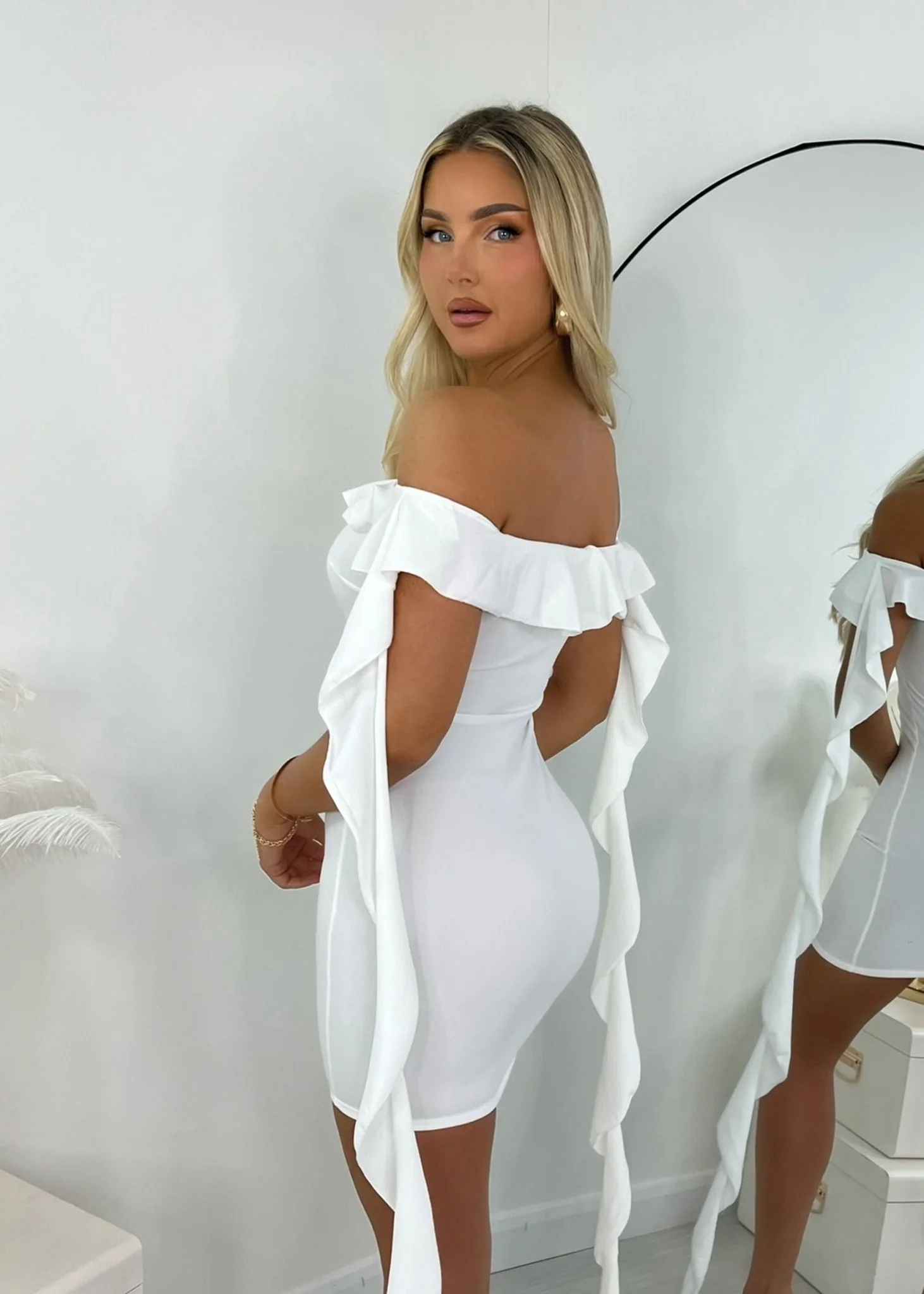 Love Game Frill Mini Dress - White - Image 7
