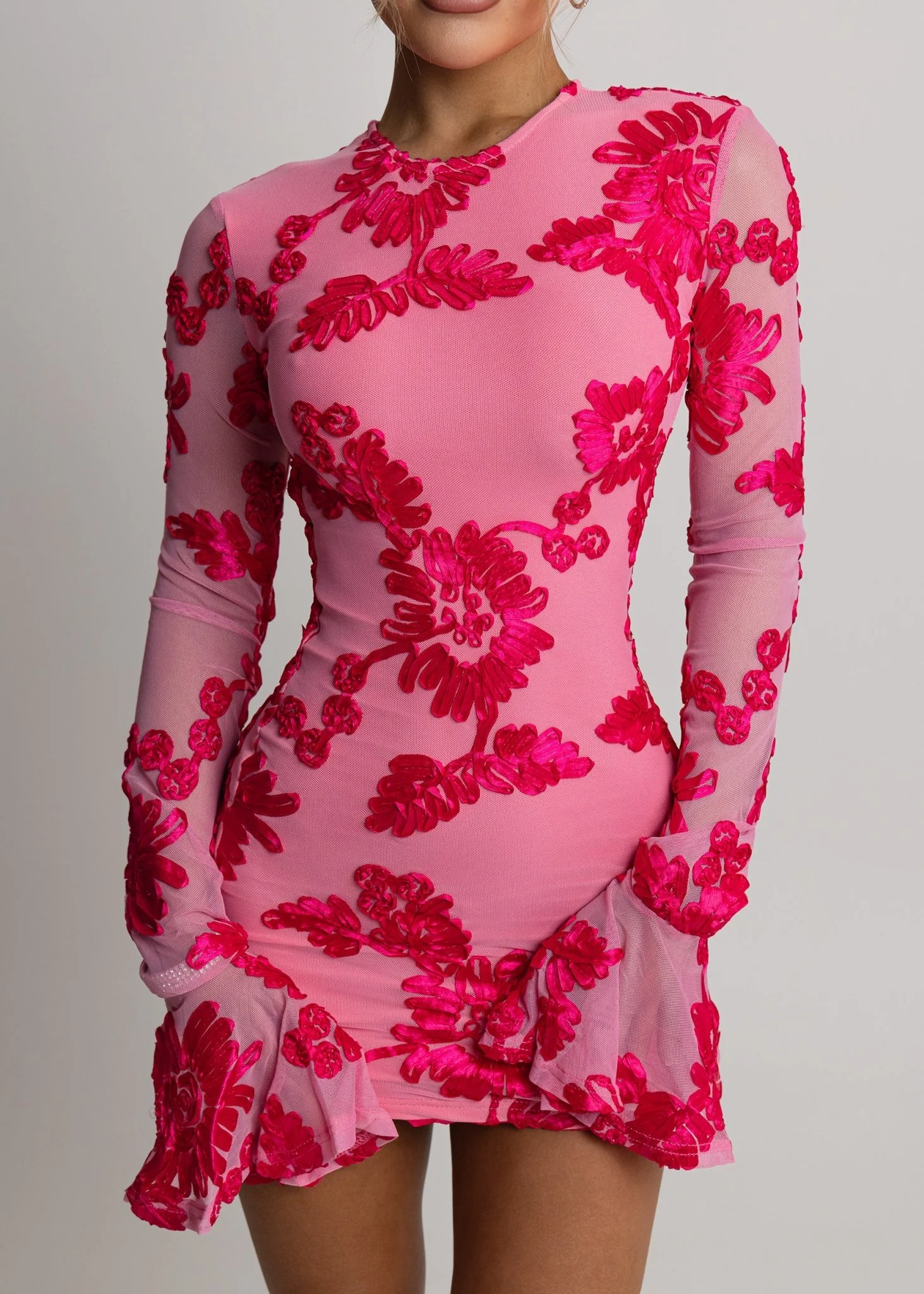 Locked In Heaven Long Sleeved Mini Dress - Pink - Image 4