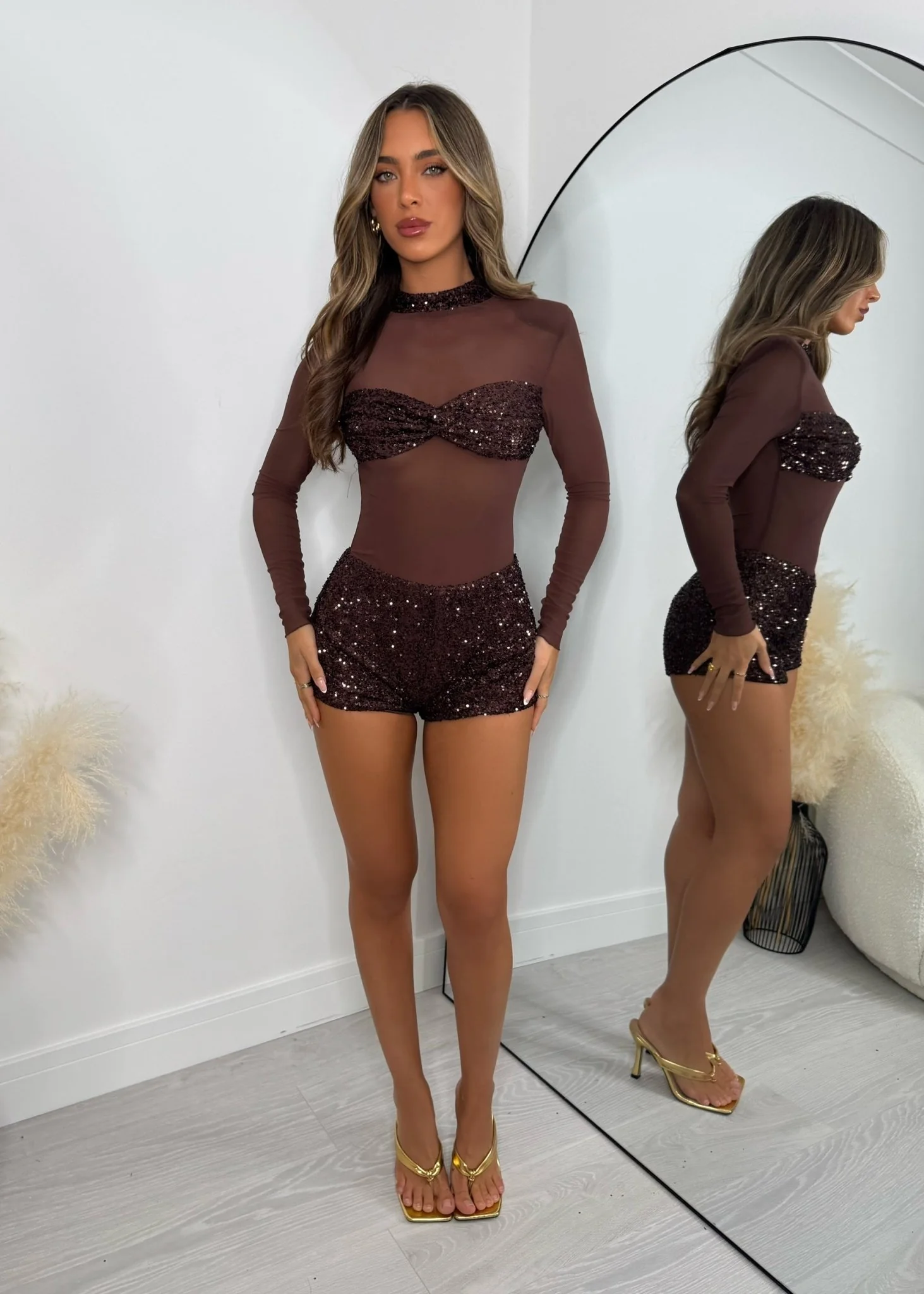 Sheer Grace Playsuit - Brown - Image 10