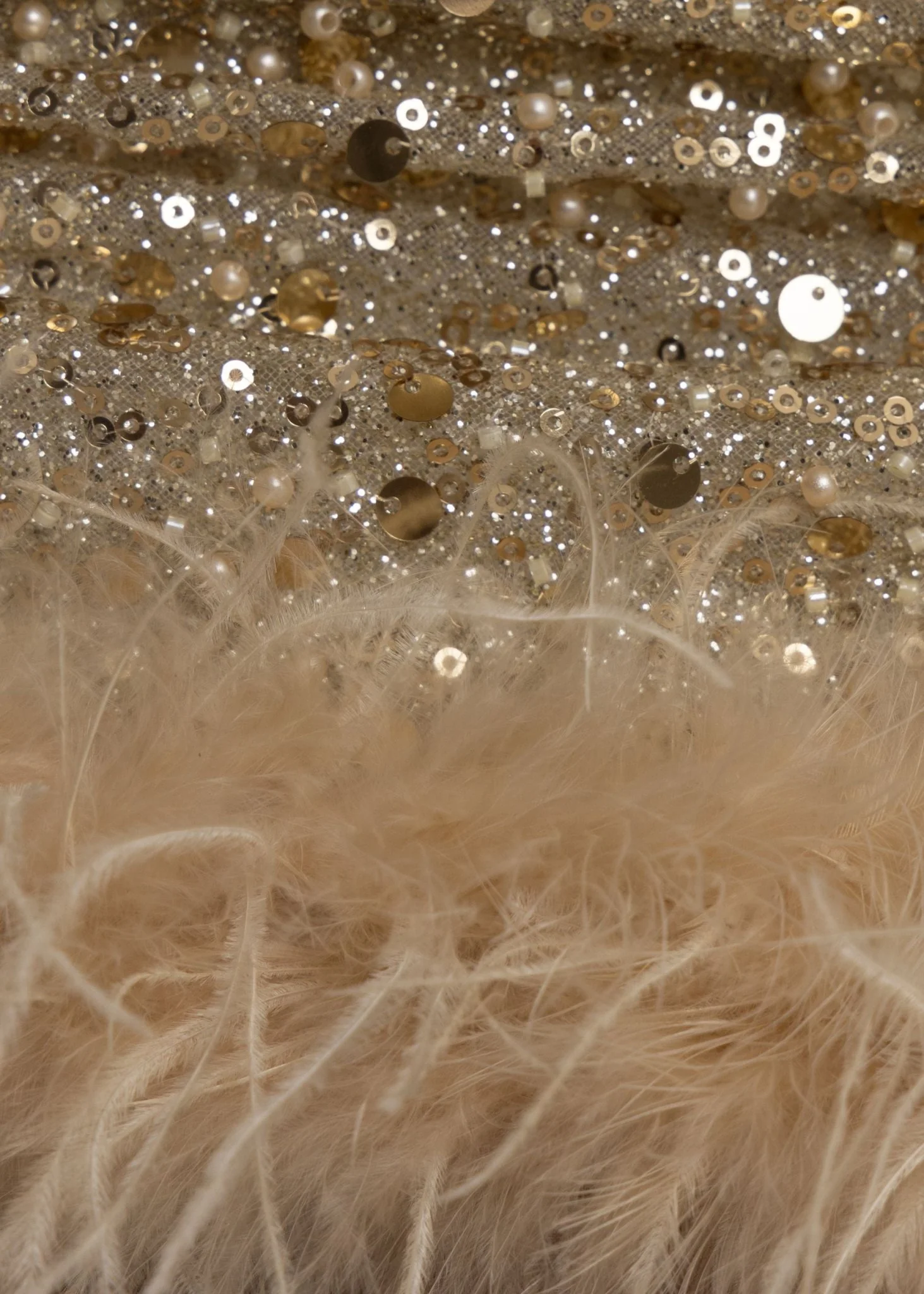 Sweeter Nights Embellished Feather Mini Dress - Gold - Image 5