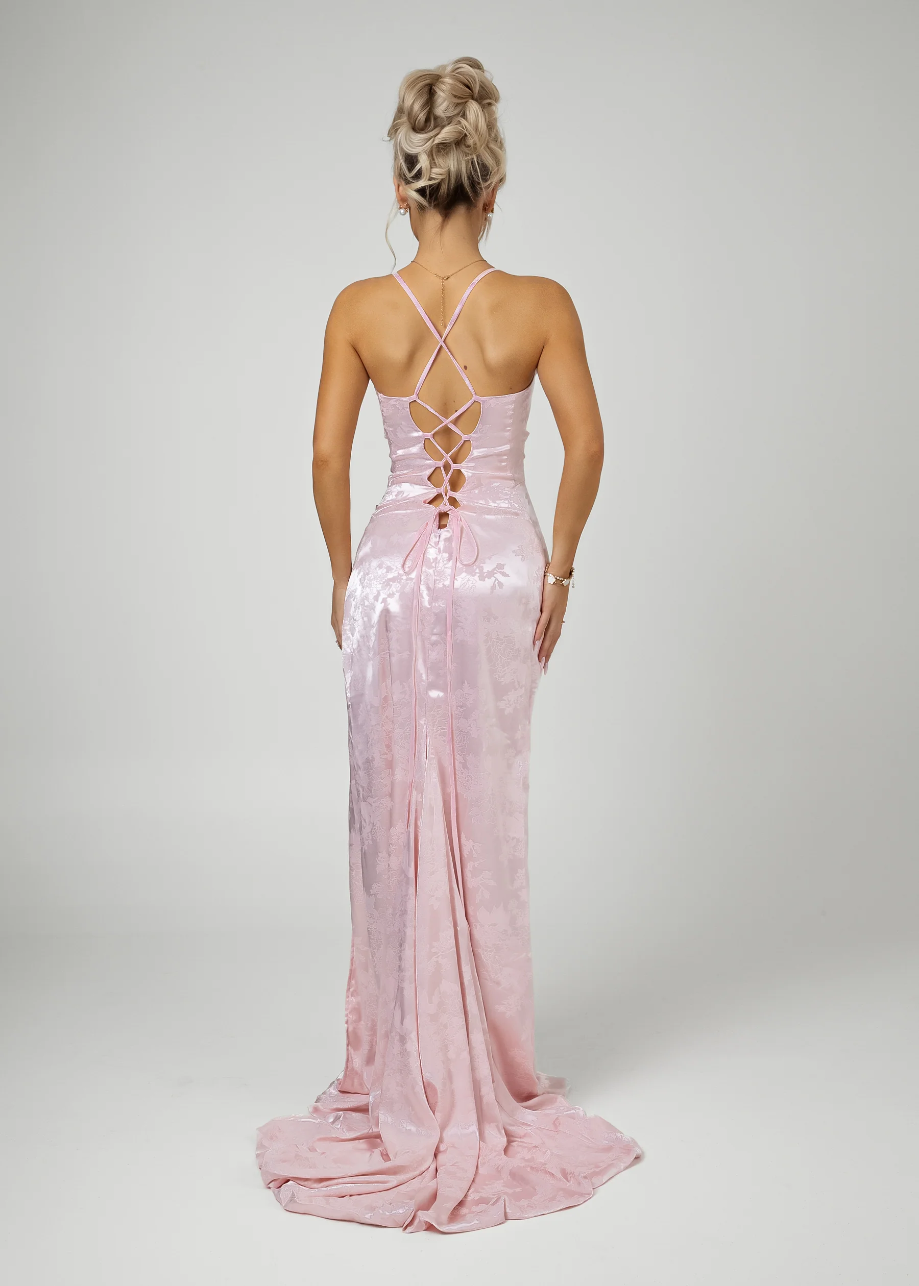 Worth Waiting For Cross Back Gown - Jacquard Pink - Image 3